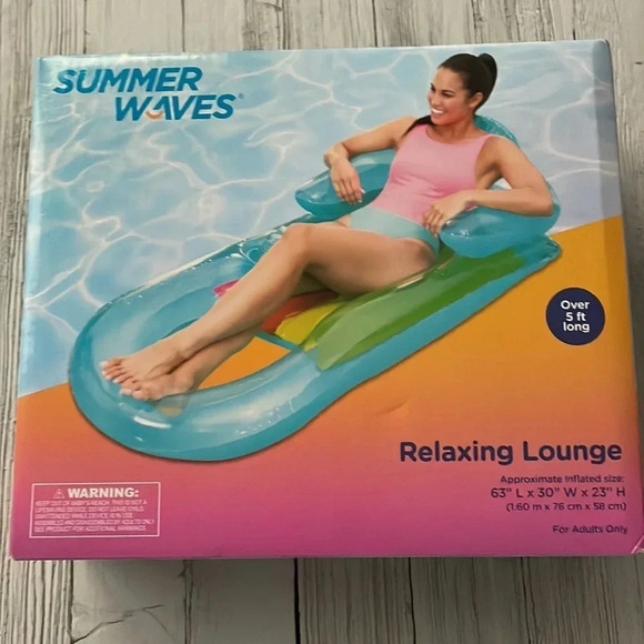 NWT Summer Waves Relaxing Pool Lounge Pool Float • Blue and White Available - Picture 4 of 4